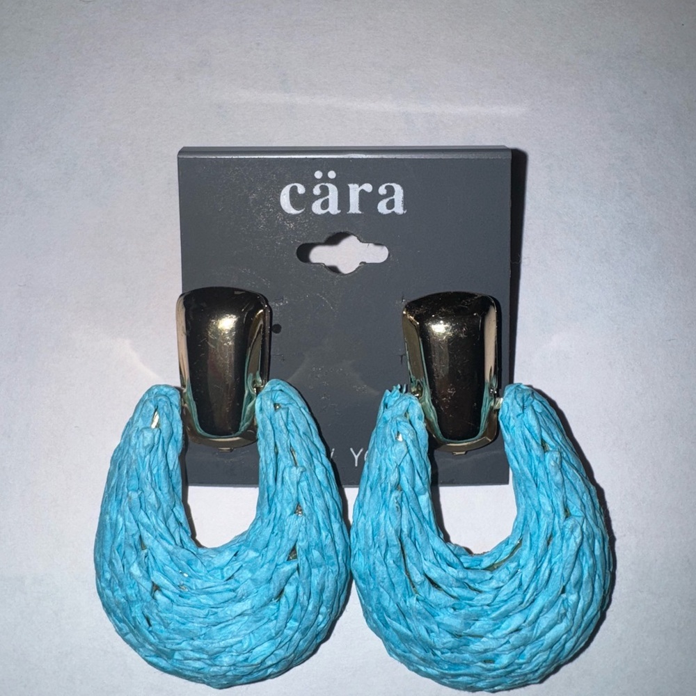 Cara Cara Blue and Gold Chunky Crescent Earrings